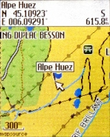 Zweite Karte im Edge 705 mit AIO-Basemap Style und Type